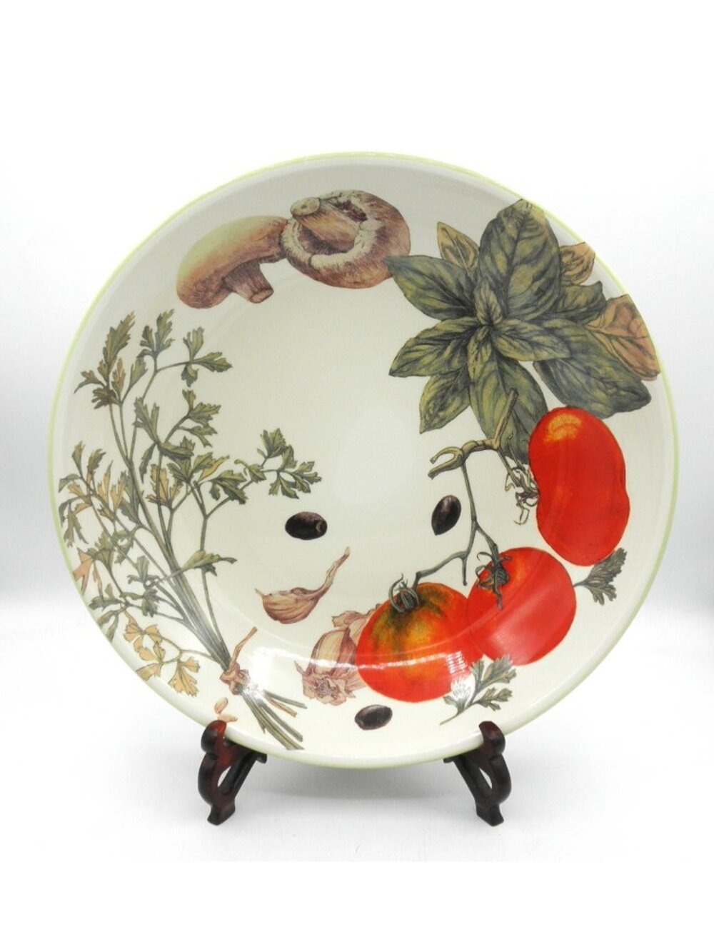 WSO27 by Williams Sonoma 13 inch Pasta Serving Bowl Vegetables & Herbs Vintage